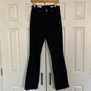 NWT Bldwn Baldwin High Rise Vented Skinny Straight Slit Hem Black Jeans